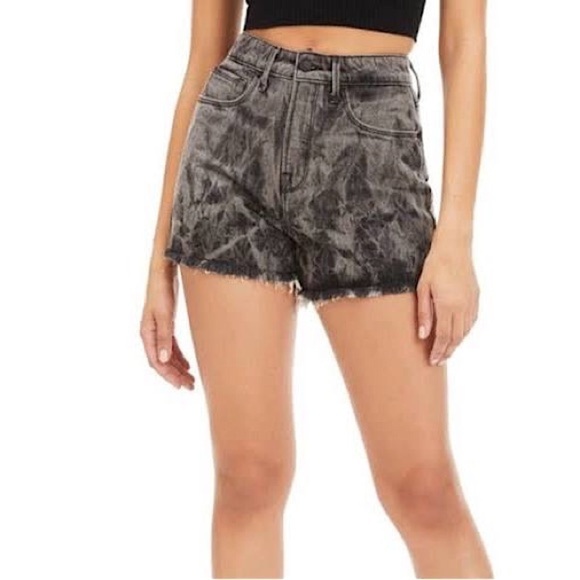 Good American Good 90s Denim Jeans Shorts High Waisted Black size 26 - Picture 1 of 7